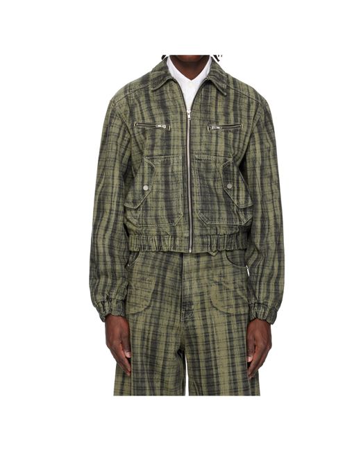 Egonlab Gray Lining Denim Bomber Jacket for men