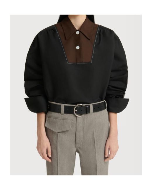 Marni Black Contrast Bib Insert Poplin Shirt