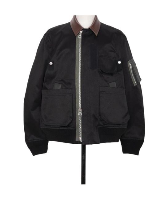 Sacai Black Long-Sleeved Zip-Up Jacket for men