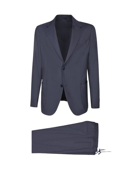 Lardini Blue Single Breasted Pinstriped Two-Piece Suit for men
