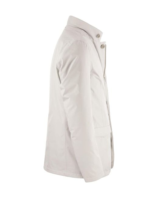 Herno White High-Neck Buttoned Padded Jacket for men