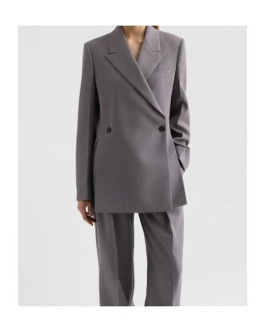 Jil Sander Gray Gabardine Double Breasted Blazer