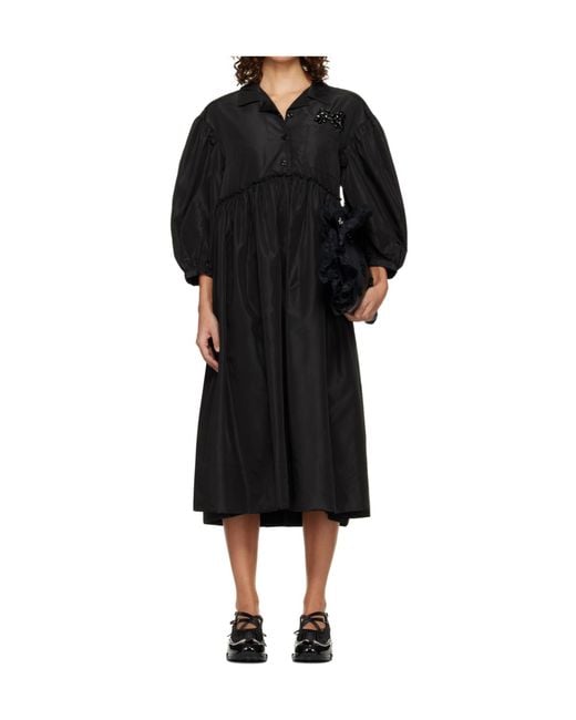 Simone Rocha Black Embellished Shirt Dress