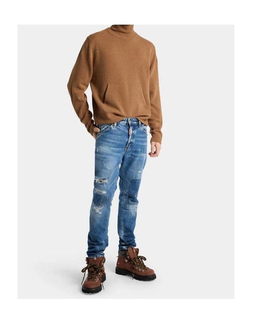 DSquared² Blue Worker Wash Teddy Jeans for men