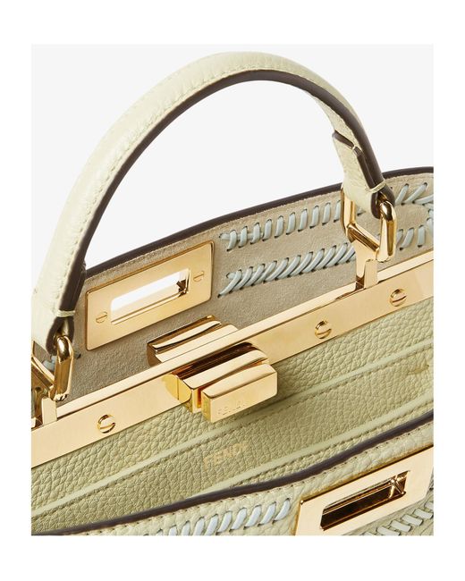 Fendi Metallic Sage Leather Bag With Ff Interlacing