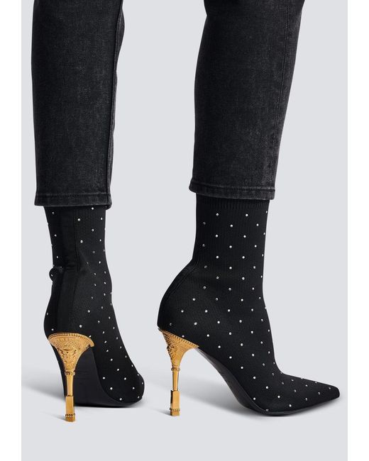 Balmain Black Moneta Embellished Heeled Ankle Boots