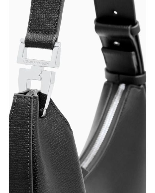 Emporio Armani Black 1981 Leather Crescent-Shape Shoulder Bag