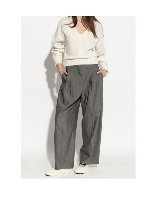 Studio Nicholson Gray Pleated Casual Pants