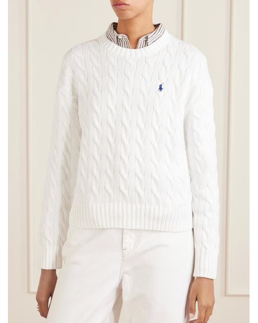 Polo Ralph Lauren White Long-Sleeved Crewneck Jumper