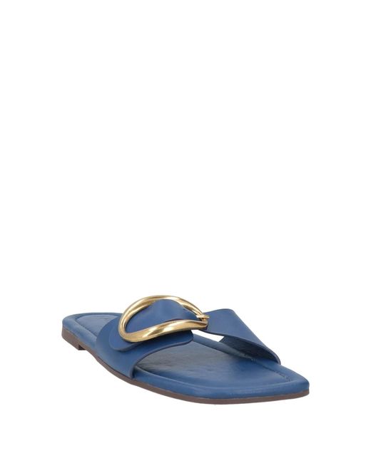 Farm Rio Blue Minimalist Leather Slippers
