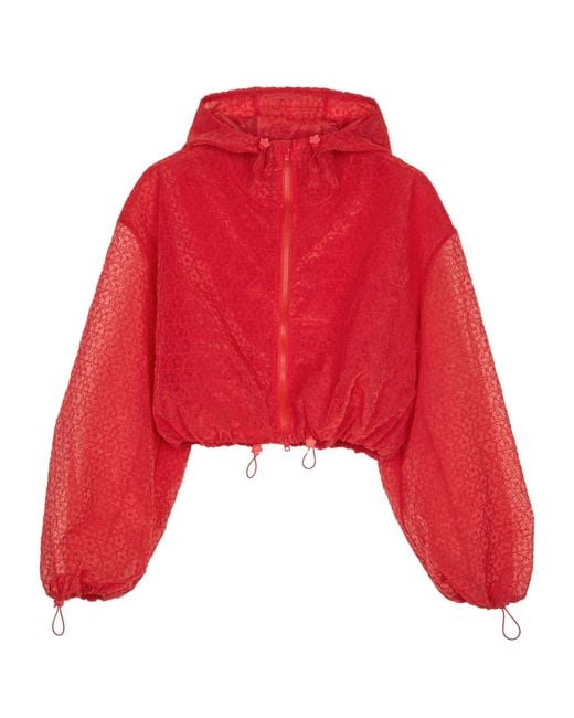 CECILIE BAHNSEN Red Cropped Hooded Coat