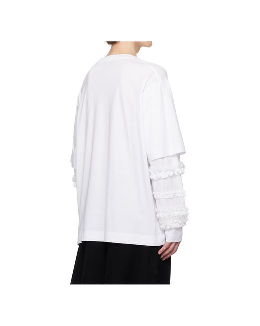 Simone Rocha White Ruffle Frill Long Sleeve T-Shirt for men