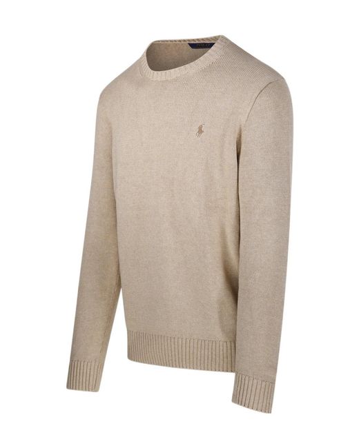 Polo Ralph Lauren White Logo Embroidered Crewneck Jumper for men