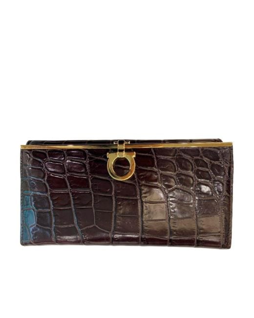 Ferragamo Brown Logo Clutch