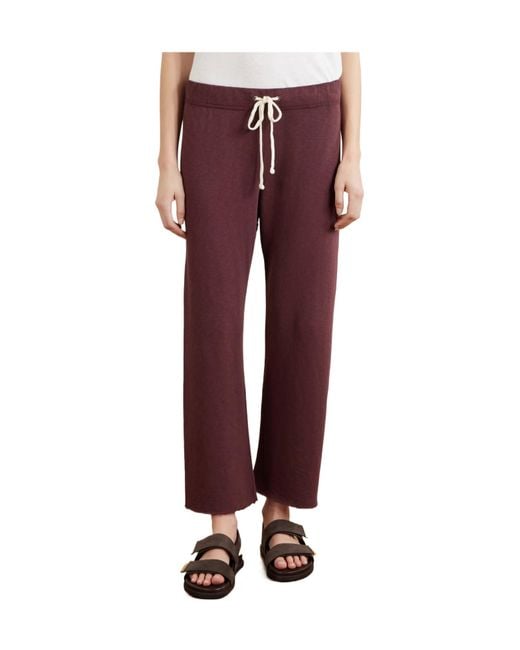 James Perse Purple Cropped Cotton-Terry Wide-Leg Track Pants