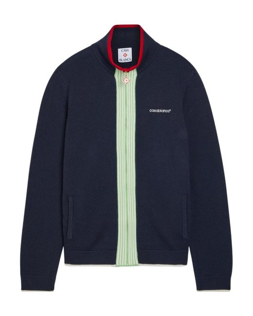 Casablanca Blue High-Neck Striped Jacket for men