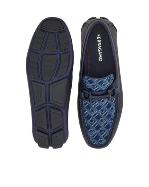 Ferragamo Blue Driver With Gancini Ornament for men