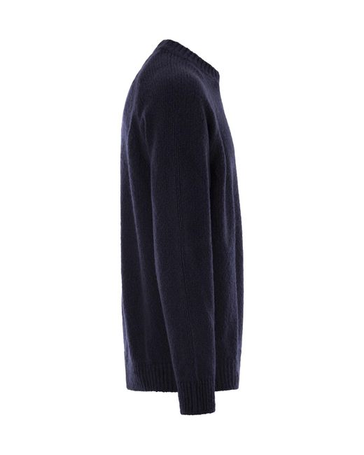 Stone Island Blue Round Neck Jumper With Raglan Sleeves for men