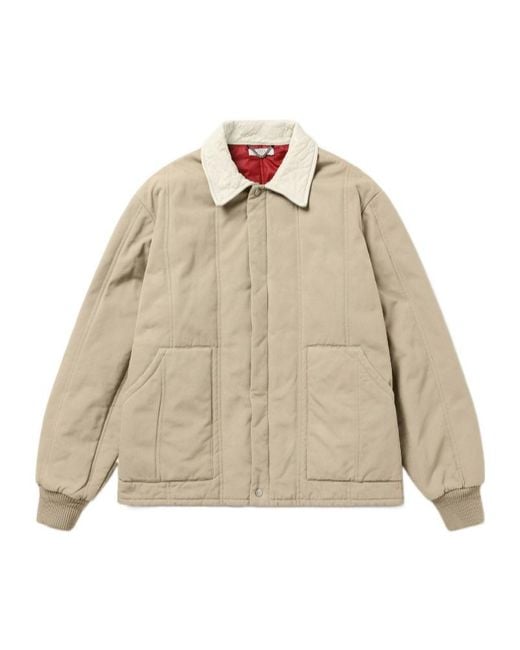 1989 STUDIO Natural Canvas Shearling Collar Quilted Jacket for men