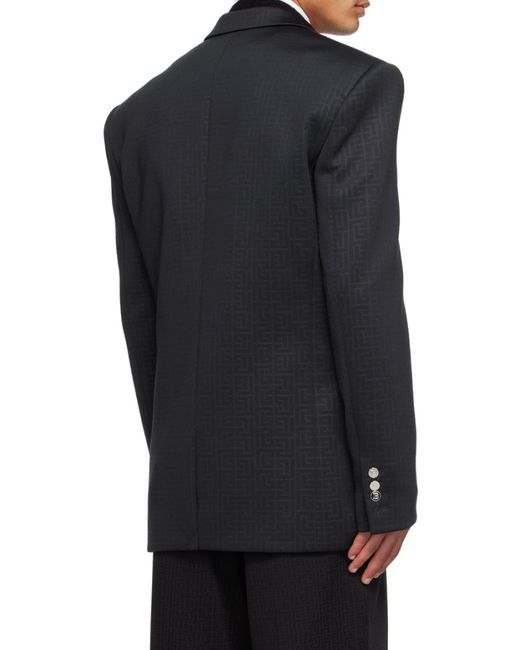 Balmain Blue Monogram Jacquard Blazer for men