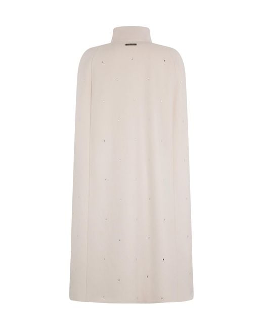 Peserico Natural Embellished Straight Hem Cape