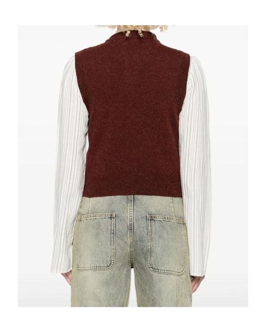 A.P.C. Brown Cable-Knit Sleeveless Vest