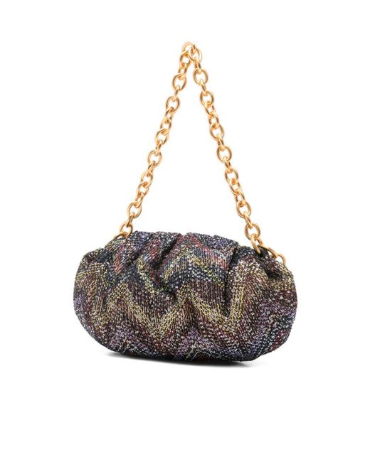 Missoni Gray Zigzag-Pattern Shoulder Bag