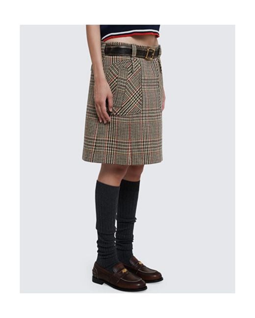 Miu Miu Natural Plaid Skirt