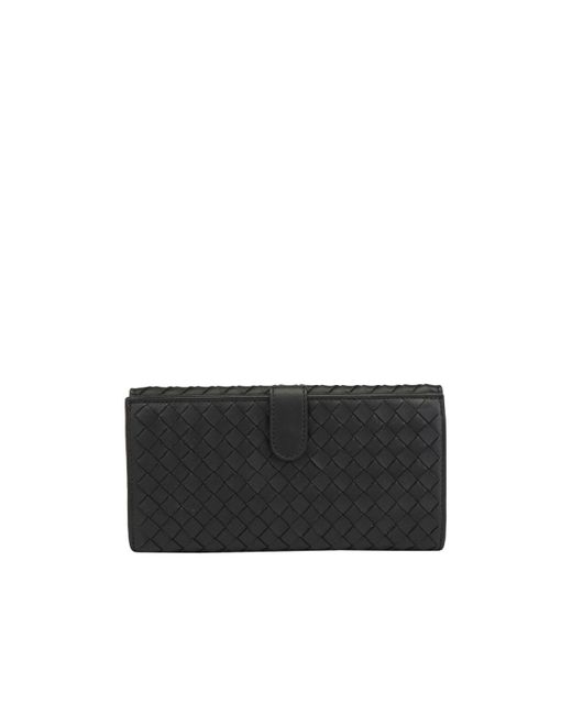 Bottega Veneta Black Weave A Logo Wallet