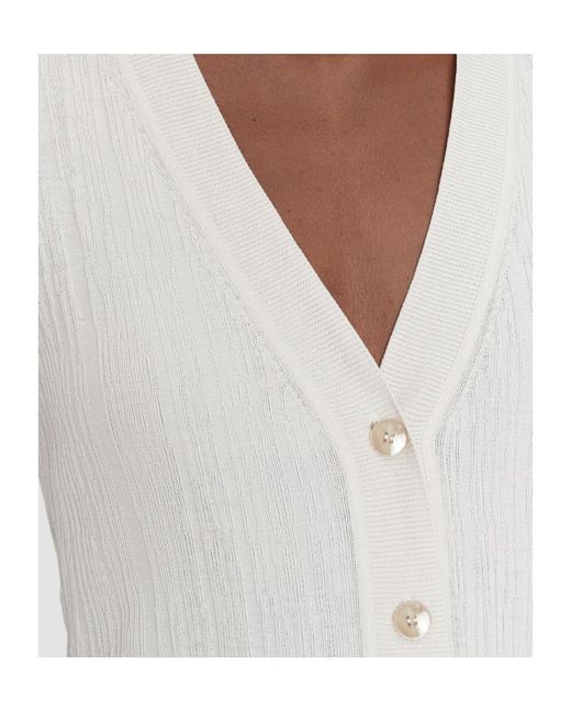Joseph White V-Neck Short-Sleeve Cardigan