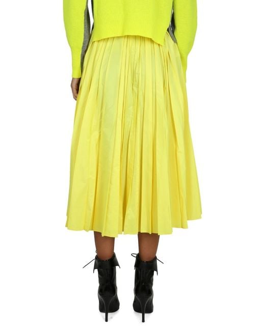 Philosophy Di Lorenzo Serafini Yellow Pleated Mid-Length Flared Skirt