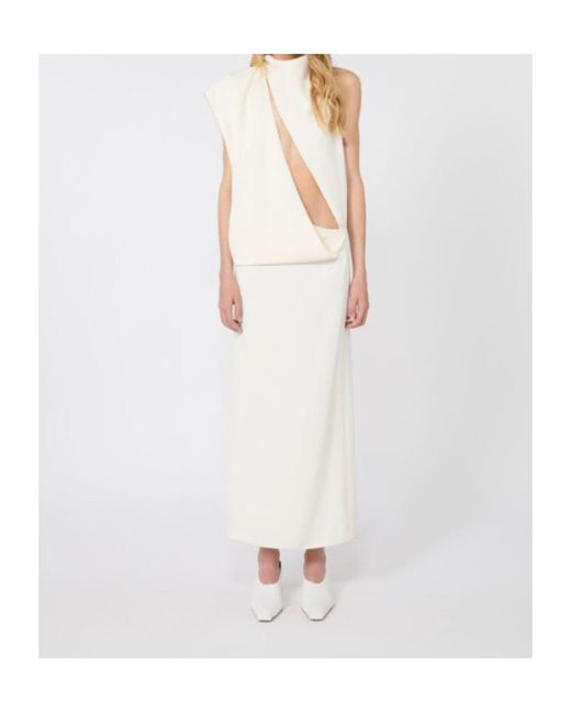 Sportmax White Draped Midi Dress