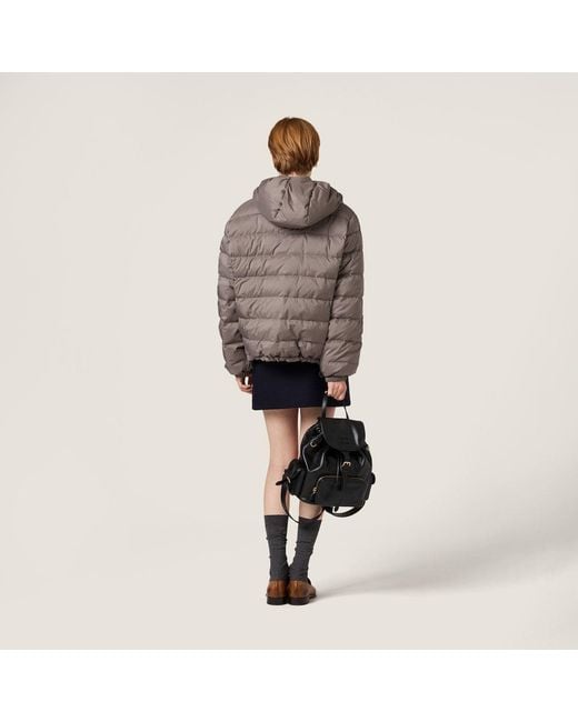 Miu Miu Brown Down Technical Pongé Puffer Jacket