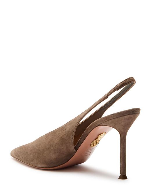 Aquazzura Brown Voltaire 85 Suede Slingback Pumps