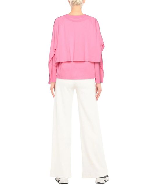 MM6 by Maison Margiela Pink Solid Color Long Sleeve T-Shirt