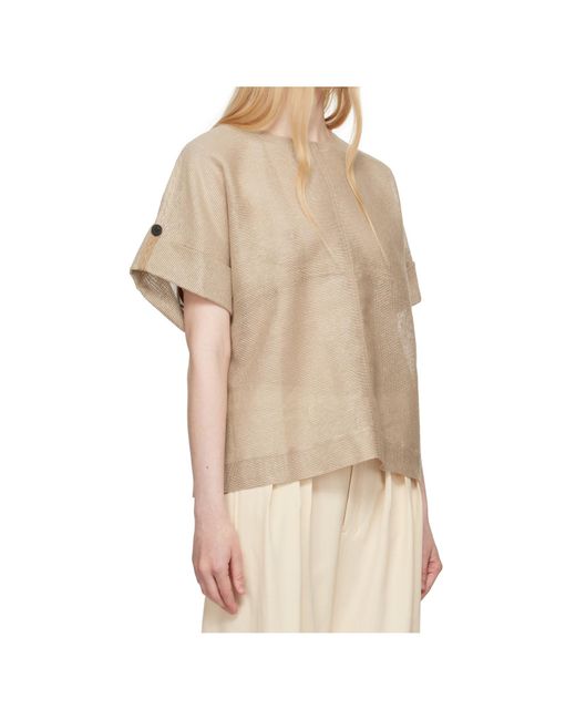Issey Miyake Natural Papyrus Short Sleeve Top