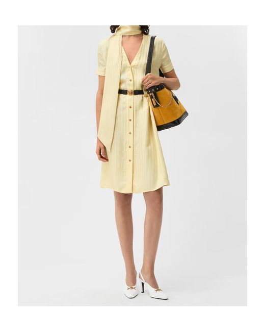 Versace Metallic Greca-Jacquard Midi Shirt Dress