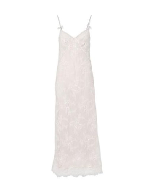 Blumarine White Embellished Lace Maxi Dress