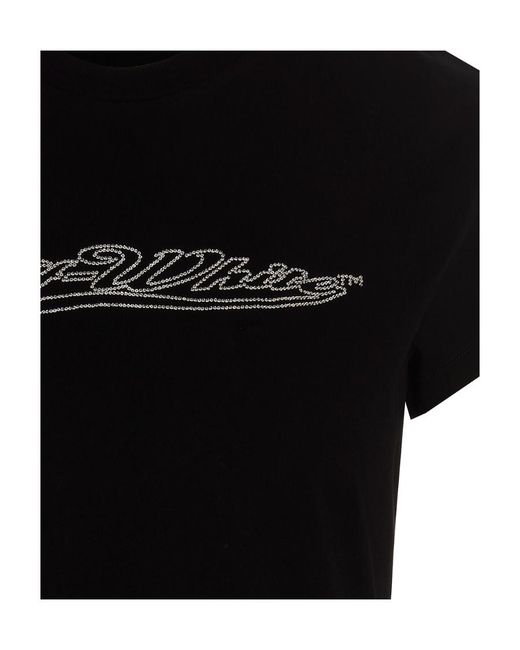 Off-White c/o Virgil Abloh Black Bling Logo-Print Short-Sleeve T-Shirt