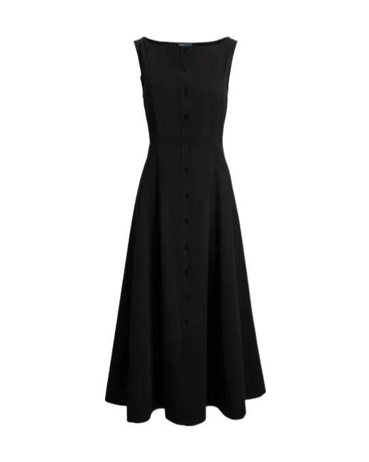 Polo Ralph Lauren Black Sleeveless Button-Up Midi Dress