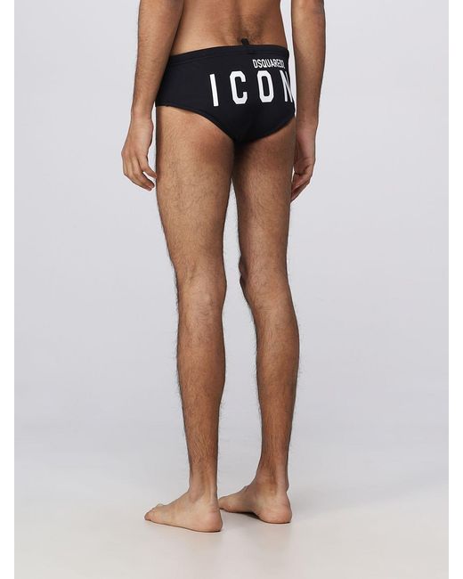DSquared² Black Logo Printed Swimming Briefs for men
