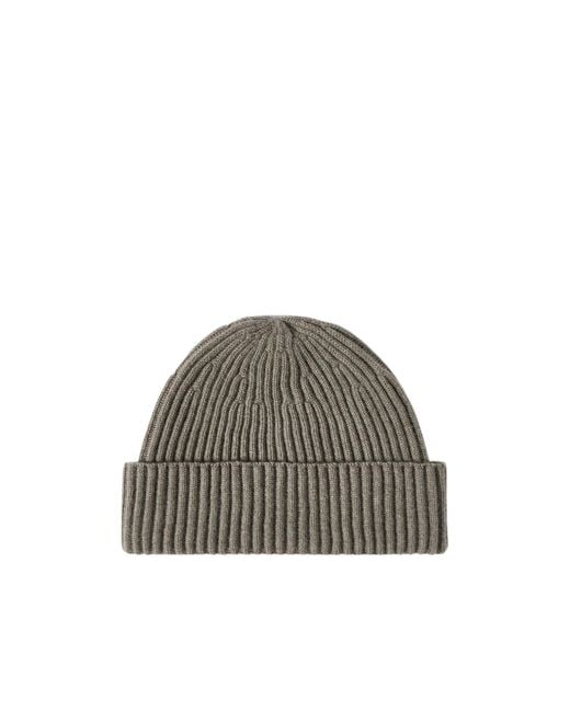 Brunello Cucinelli Gray Cashmere English Rib Double Knit Beanie Hat for men