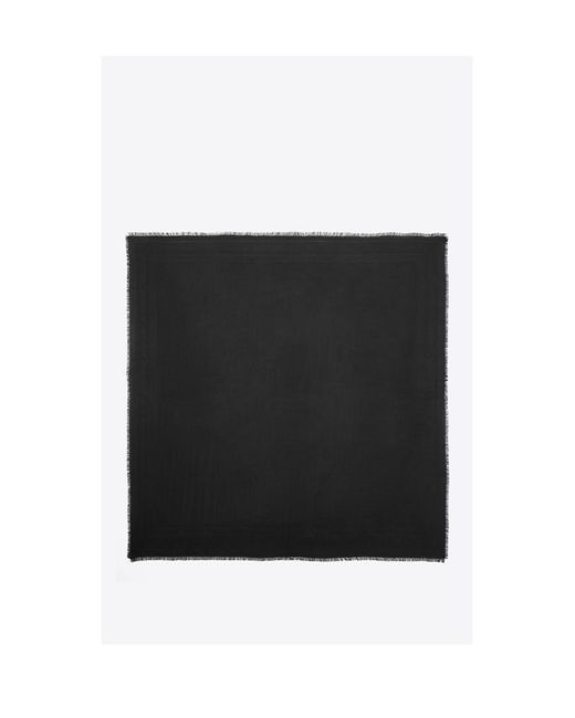 Saint Laurent Black Logo Detailed Frayed Edge Scarf for men