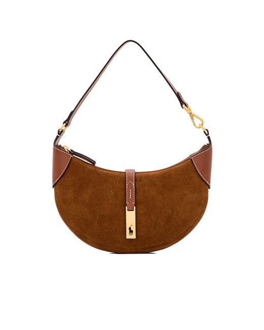 Polo Ralph Lauren Brown Polo Pony Detailed Zipped Shoulder Bag