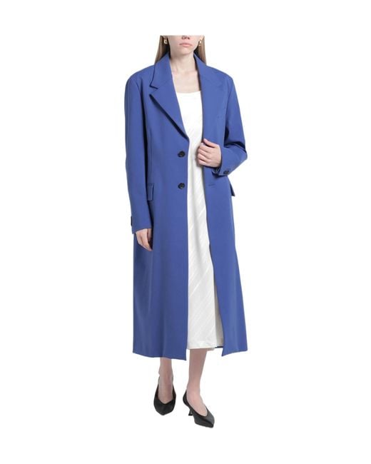 Marni Blue Notched-Lapel Single-Breasted Long Coat