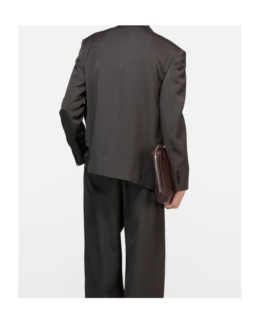 Acne Gray Double-Breasted Suit Jacket for men