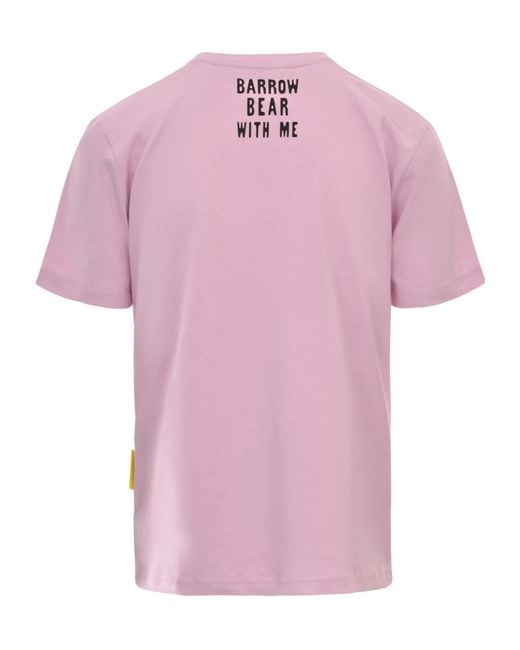 Barrow Pink Teddy Bear Printed Crewneck T-Shirt for men
