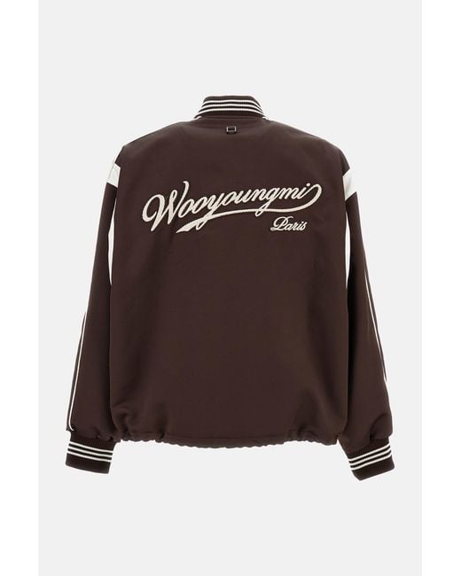 Wooyoungmi Brown Logo Embroidered Bomber Jacket for men