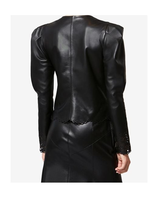Isabel Marant Black Nerida Broderie Leather Top