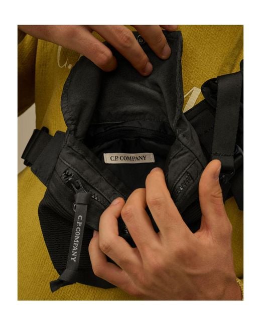 C P Company Black Panama-R Mixed Waistbag for men